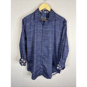 Robert Graham Blue Pattern Button Shirt Men’s Medium Classic Fit Flip Cuff